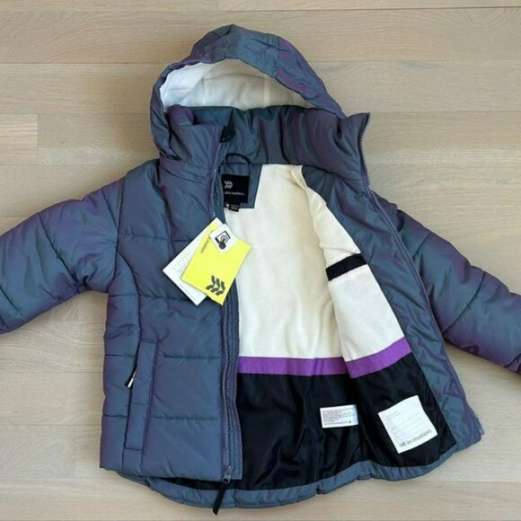 NWT Brand New All In Motion Girls Puffer Jacket Iridescent Purple 6 - Picture 2 of 3
